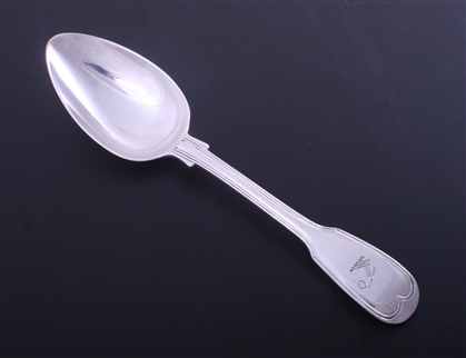 PAUL STORR: A George III fiddle and thread pattern sterling silver table spoon