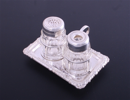 A pretty George III sterling silver inkstand