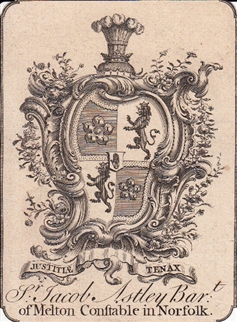 An 18th century armorial bookplate for Sir Jacob Astley
