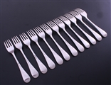 A set of twelve Victorian electroplate Old English silver table forks