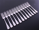 A set of twelve Victorian electroplate Old English silver table forks