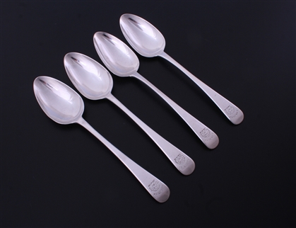 A set of four Scottish George IV Old English pattern sterling silver table spoons