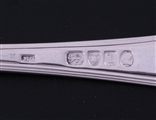 A set of ten George III Old English with thread pattern sterling silver table spoons