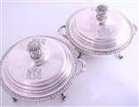 A pair of George IV Old Sheffield silver plate vegetable dishes and covers