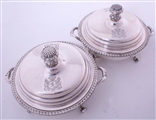 A pair of George IV Old Sheffield silver plate vegetable dishes and covers