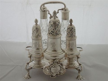 George II silver Warwick cruet London 1748 Samuel Wood