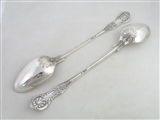 Pair of Huge Queen's Pattern Basting Spoons