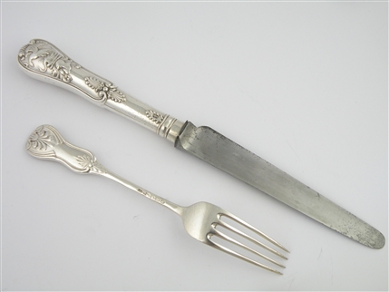 Victorian silver private die Knife & Fork