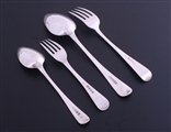 Antique silver Six Place Setting of 24 Old English Pattern part service of George III sterling silver spoons and forks