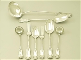 fine and impressive antique Victorian Scottish sterling silver Kings pattern flatware service for twelve persons