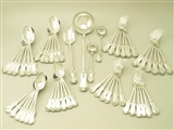 fine and impressive antique Victorian Scottish sterling silver Kings pattern flatware service for twelve persons