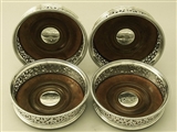 n exceptional, fine and impressive set of four antique Georgian English sterling silver coasters made by Robert Hennell I & Samuel Hennell