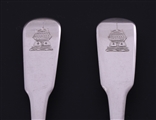 NELSON: Rare pair of George III fiddle pattern sterling silver dessert spoons