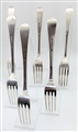 Antique Victorian Sterling Silver Old English Thread Pattern Set of Six  Dessert Forks 1849