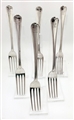 Antique Victorian Sterling Silver Old English Thread Pattern Set of Six  Dessert Forks 1849