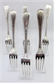 Antique George IV and Victorian Sterling Silver Assembled group of FIVE Old English Thread Pattern Dessert Forks 1827, 1838-42