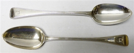 Pair of Antique Silver Basting Spoons