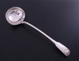 A George IV fiddle and thread pattern sterling silver soup ladle