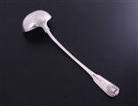 A George IV fiddle and thread pattern sterling silver soup ladle