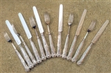 Antique Sterling Silver Georgian Set of Six Kings Pattern Dessert Knives and Six Dessert Forks 1827 & 1834