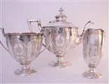 A Victorian three piece sterling silver tea set