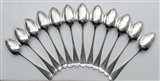 Antique hallmarked Victorian George Adams Sterling Silver Set Twelve Old English Pattern Tablespoons 1882