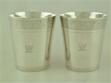 Pair of Scottish George III sterling silver crested Beakers