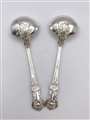 A pair of Antique Victorian Sterling silver Queens pattern sauce ladles 1855