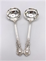 A pair of Antique hallmarked Victorian Sterling silver Queens pattern sauce ladles 1855