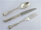 KINGS PATTERN 99 Piece SILVER CANTEEN CUTLERY FLATWARE SERVICE, London 1910