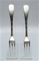 A Pair of Antique George II Sterling Silver Hanoverian pattern 3 Tined Dessert Forks 1735