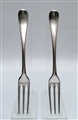 A Pair of Antique George II Sterling Silver Hanoverian pattern 3 Tined Dessert Forks 1735