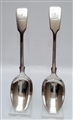 A Pair of hallmarked Antique Victorian Sterling Silver Victorian Fiddle Pattern Dessert Spoons  1857