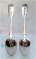 A Pair of Antique Victorian hallmarked Sterling Silver Victorian Fiddle Pattern Dessert Spoons 1855