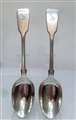 A Pair of Antique Sterling Silver Victorian Fiddle Pattern Dessert Spoons 1855