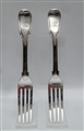 A Pair of Antique Sterling Silver Victorian Fiddle and Thread Table Forks 1851