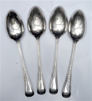 Antique set of Four Plated Victorian Thread Pattern Table Spoons Circa 1880