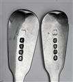 Antique Pair of hallmarked Sterling Silver George III Fiddle Pattern Dessert Spoons 1818