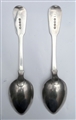 Antique Pair of hallmarked Sterling Silver George III Fiddle Pattern Dessert Spoons 1818