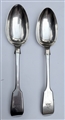 Antique Pair of hallmarked Sterling Silver Victorian Fiddle Pattern Dessert Spoons 1846