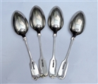 Set Four Antique hallmarked Sterling Silver Victorian Fiddle Pattern Tea Spoons 1877
