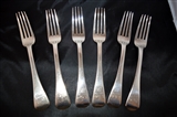 Six Sterling Silver William IV Forks