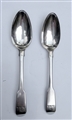 A Pair of Antique hallmarked Sterling Silver George III Fiddle Pattern Tea Spoons 1792