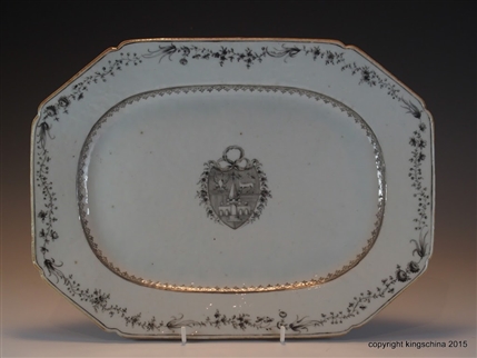 Chinese Armorial TEMPLER family crest coat arms Plate Platter QIANLONG Emperor 中国纹章瓷板乾隆帝