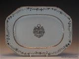 Chinese Armorial TEMPLER family crest coat arms Plate Platter QIANLONG Emperor 中国纹章瓷板乾隆帝