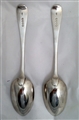 Antique Pair of Victorian Sterling Silver Hallmarked Old English wriggle edged Pattern Table Spoons 1862