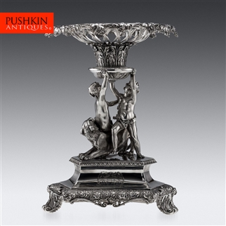 ANTIQUE 19thC REGENCY SOLID SILVER IMPRESSIVE FIGURAL CENTREPIECE, BENJAMIN SMITH c.1829