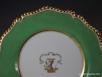 Worcester Flight Barr Barr Plate Armorial Porcelain SPARKE Sparkes West Lodge Hall Family Coat Arms Crest