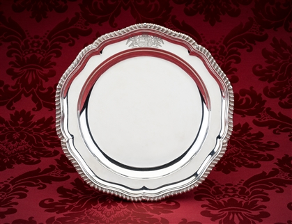 EARL OF COVENTRY: A William IV sterling silver dinner plate