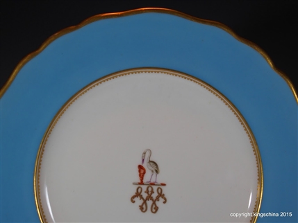 Royal Worcester Armorial Porcelain Monogram Plate WALTER Family Bearwood House Coat Arms Crest